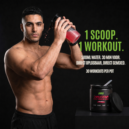 1 scoop 1 workout, 500 ml water, 30 workouts per pot